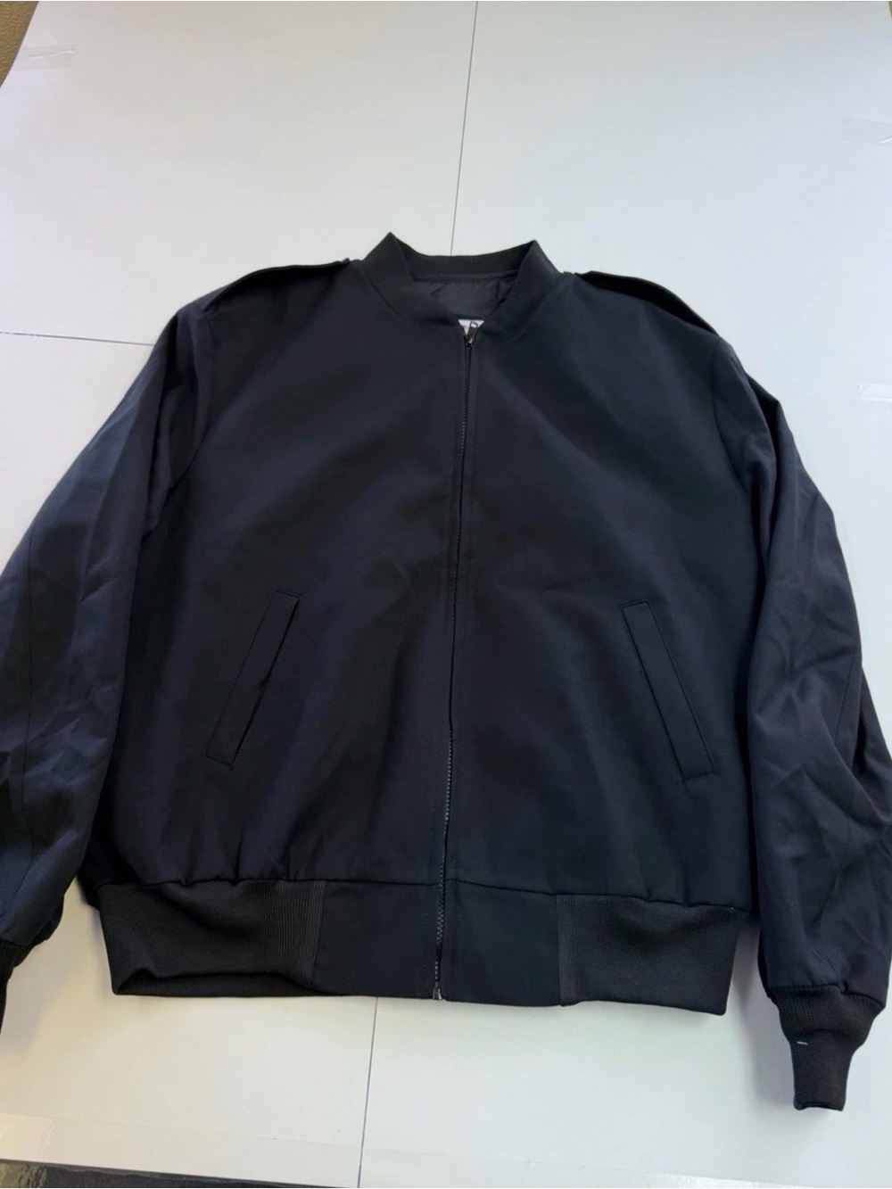 Men's Black Bomber Jacket - Classic Zip Front Flying Cross